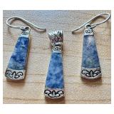 Sterling Silver 925 Blue Stone Earring Set