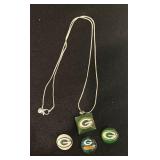 Wisconsin Green Bay Packer Sterling Silver Snap Necklace
