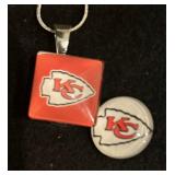 Kansas City Chiefs Football Sterling Silver Snap Necklace