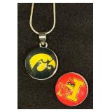 University of Iowa and Iowa State Sterling Silver Snap Necklace