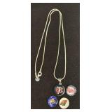 Minnesota Twins Baseball, Wold Hockey and Vikings Football Sterling Silver Snap Necklace
