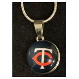 Minnesota Twins Baseball, Wold Hockey and Vikings Football Sterling Silver Snap Necklace