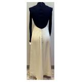 Vintage Saks Fifth Avenue Blue and Cream Formal Dress - Size 8