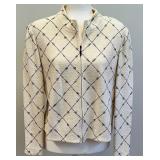 Lovely St. John Knit and Jewel Zip Up Sweater - Size 12