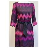 Milly of New York Colorful Silk Belted Shift Dress - Size 8