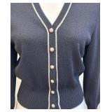 St. John Collection by Marie Gray - Black & White Button Up Sweater - Size 2