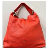 Furla Coral Pebble Leather Two-Strap Handbag with Gold Hardware