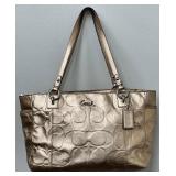 Coach Gold Embossed Signature Gallery Leather Tote Bag