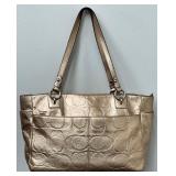 Coach Gold Embossed Signature Gallery Leather Tote Bag