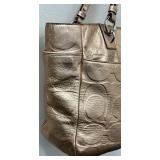Coach Gold Embossed Signature Gallery Leather Tote Bag