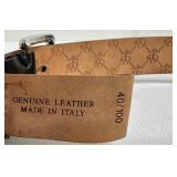 Brooks Brothers Black Leather Belt - Made in Italy - 40/100
