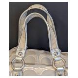 Coach Poppy Silver Canvas and Leather Handbag