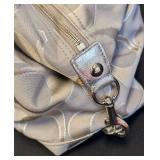 Coach Poppy Silver Canvas and Leather Handbag