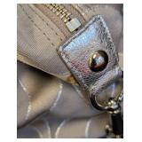 Coach Poppy Silver Canvas and Leather Handbag