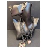 Pretty Pair of Art Glass Pendant Necklaces