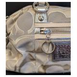 Coach Poppy Silver Canvas and Leather Handbag