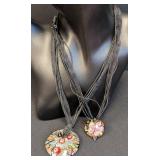 Pretty Pair of Art Glass Pendant Necklaces