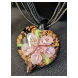 Pretty Pair of Art Glass Pendant Necklaces