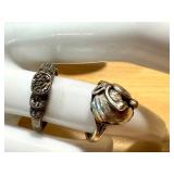 Set of 2 Vintage Sterling Silver Rings with Intricate Designs