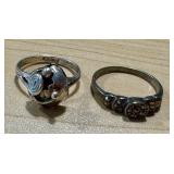 Set of 2 Vintage Sterling Silver Rings with Intricate Designs