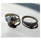Set of 2 Vintage Sterling Silver Rings with Intricate Designs