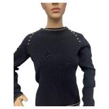 Anne Klein Black Sweater with Gold Button Detailing, Size S