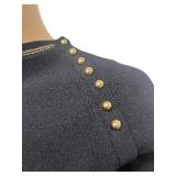 Anne Klein Black Sweater with Gold Button Detailing, Size S