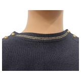 Anne Klein Black Sweater with Gold Button Detailing, Size S