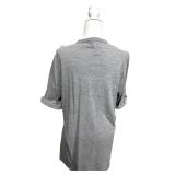 Emma & Sam Lace-Up Grey Short Sleeve Top Size S- NWT