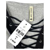 Emma & Sam Lace-Up Grey Short Sleeve Top Size S- NWT