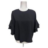 Zara Woman Black Ruffle Sleeve Blouse Size M