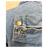 Vintage Blue Denim Jacket with Brass Button Accents