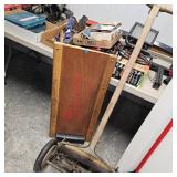 Vintage Push Mower and Isle Jeeper Creeper and Fish Cleaning Board