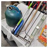 Kerosene 5 Gallon Can and Prybar with Misc