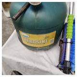 Kerosene 5 Gallon Can and Prybar with Misc