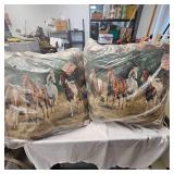 Pair of As New in Wrapper Horse Scene Pillows for Couch