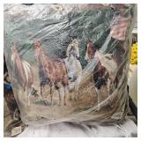 Pair of As New in Wrapper Horse Scene Pillows for Couch