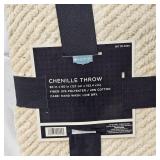 6 Pairs New Yellow Fleece Gloves and Chenille Throw Blanket