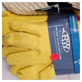 6 Pairs New Yellow Fleece Gloves and Chenille Throw Blanket
