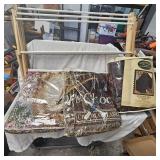 3-As New Woven Throw Blankets with Folding Clothes Dry Rack