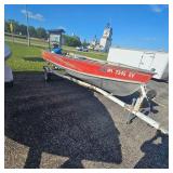 Red Lund Boat Boat with 25HP Mercury, Electric Start(needs solenoid) w/Trailer