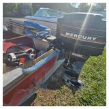 Red Lund Boat Boat with 25HP Mercury, Electric Start(needs solenoid) w/Trailer