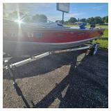 Red Lund Boat Boat with 25HP Mercury, Electric Start(needs solenoid) w/Trailer