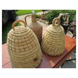 Large Bee Skep Basket Covers, Wicker Wrapped Bottle