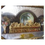 Antique Last Supper, Painted Metal Frame