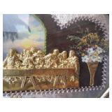Antique Last Supper, Painted Metal Frame