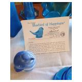 Lot of Blue Glass Vases, Carnival Glass & Blue Birds
