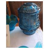 Lot of Blue Glass Vases, Carnival Glass & Blue Birds