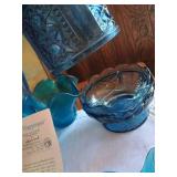 Lot of Blue Glass Vases, Carnival Glass & Blue Birds