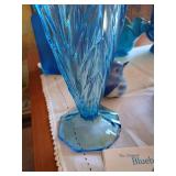 Lot of Blue Glass Vases, Carnival Glass & Blue Birds